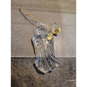 Clear Glass angel cherub praying halo ornament xmas